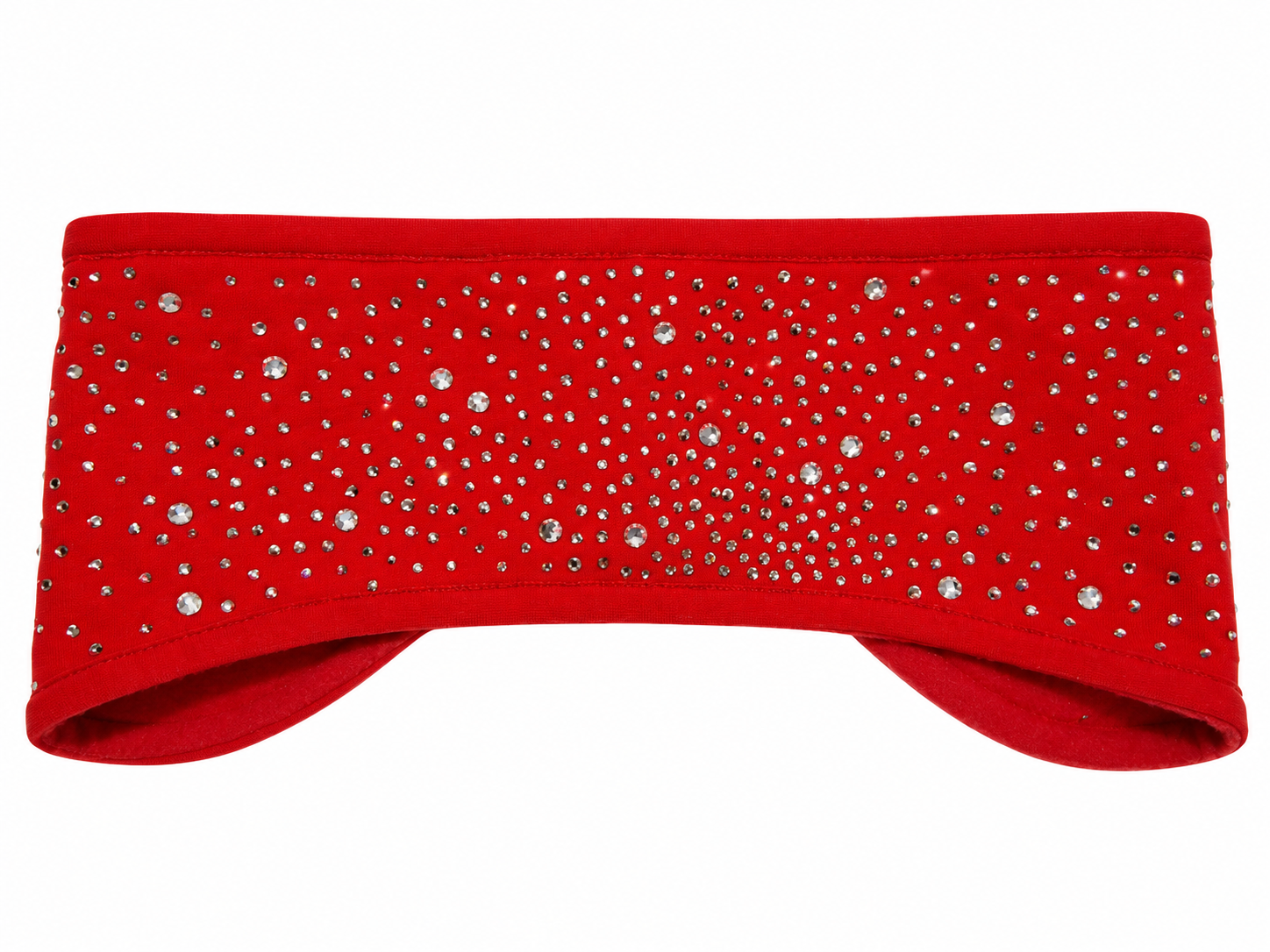Red ear-warming headband with rhinestones